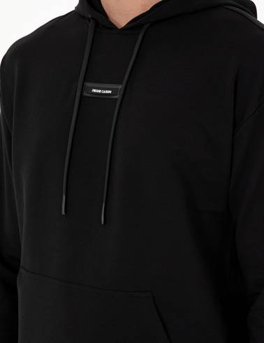 Siyah 2 İplik Comfort Fit Kapüşonlu Sweatshirt