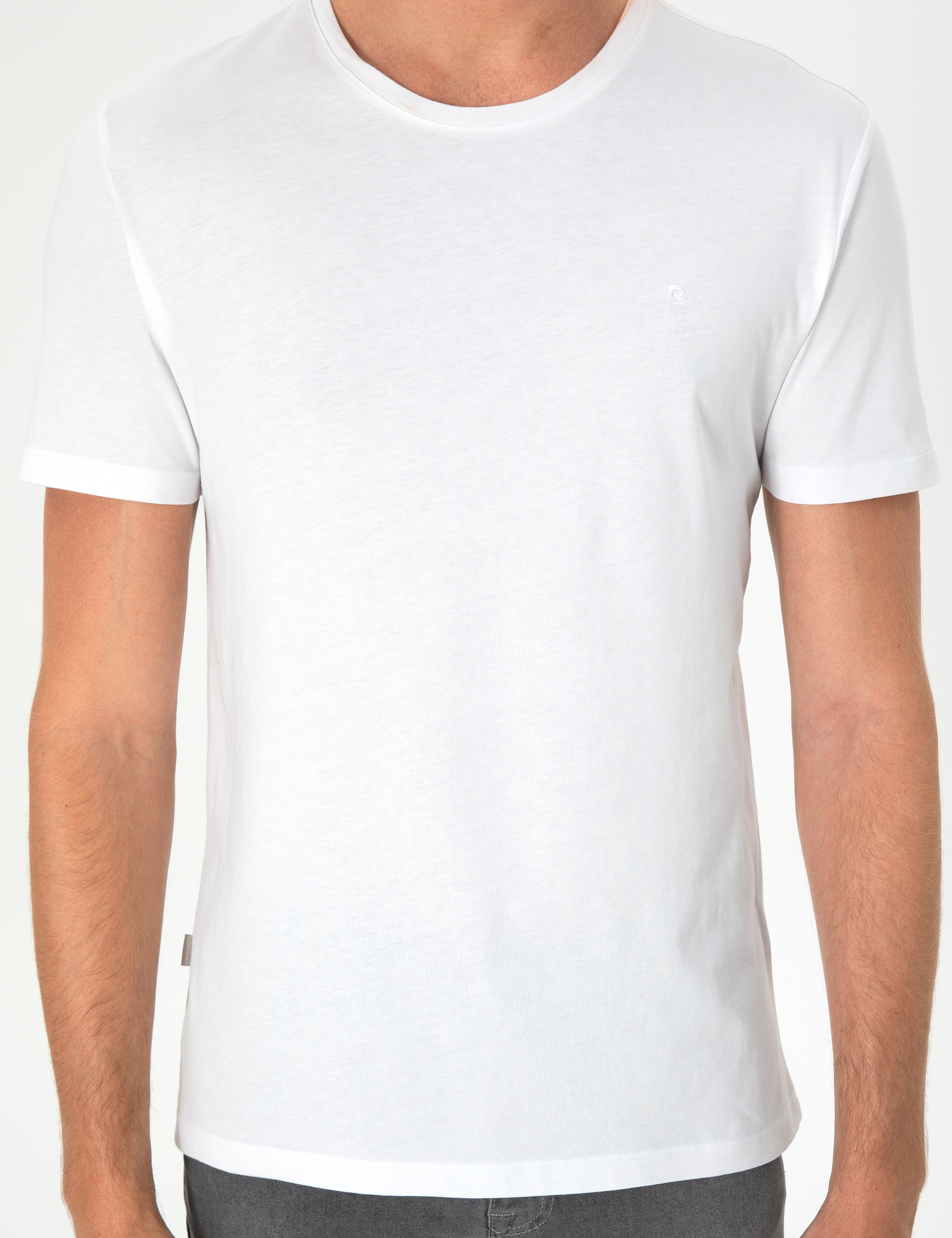 Beyaz Slim Fit Basic Tişört - Image 6