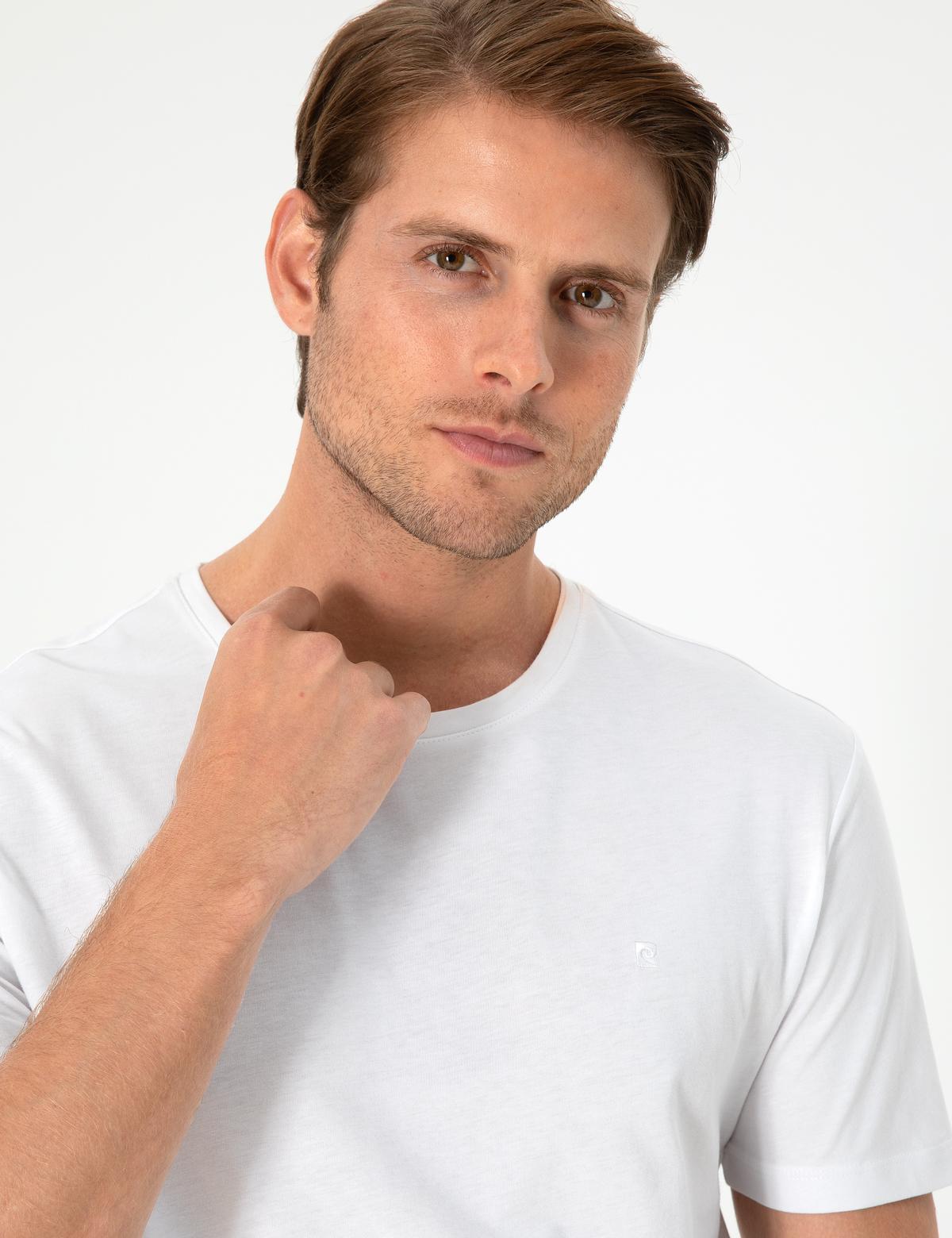 Beyaz Slim Fit Basic Tişört - 50306359005