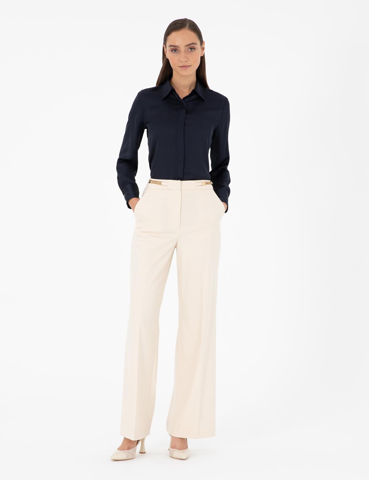 Lacivert Comfort Fit Saten Gömlek - 50299569025