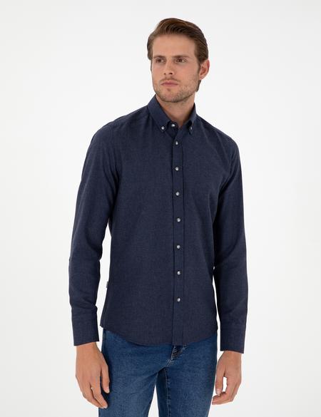 Lacivert Slim Fit Uzun Kollu Gömlek - 50298570069