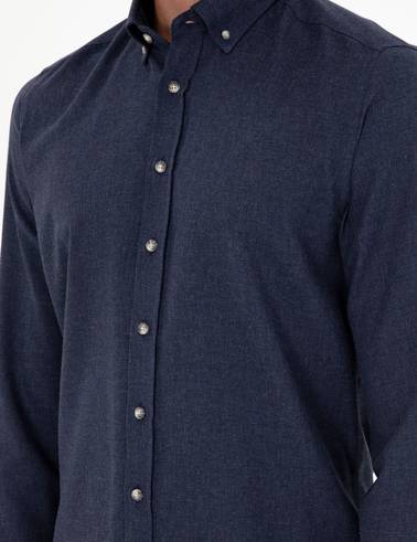 Lacivert Slim Fit Uzun Kollu Gömlek