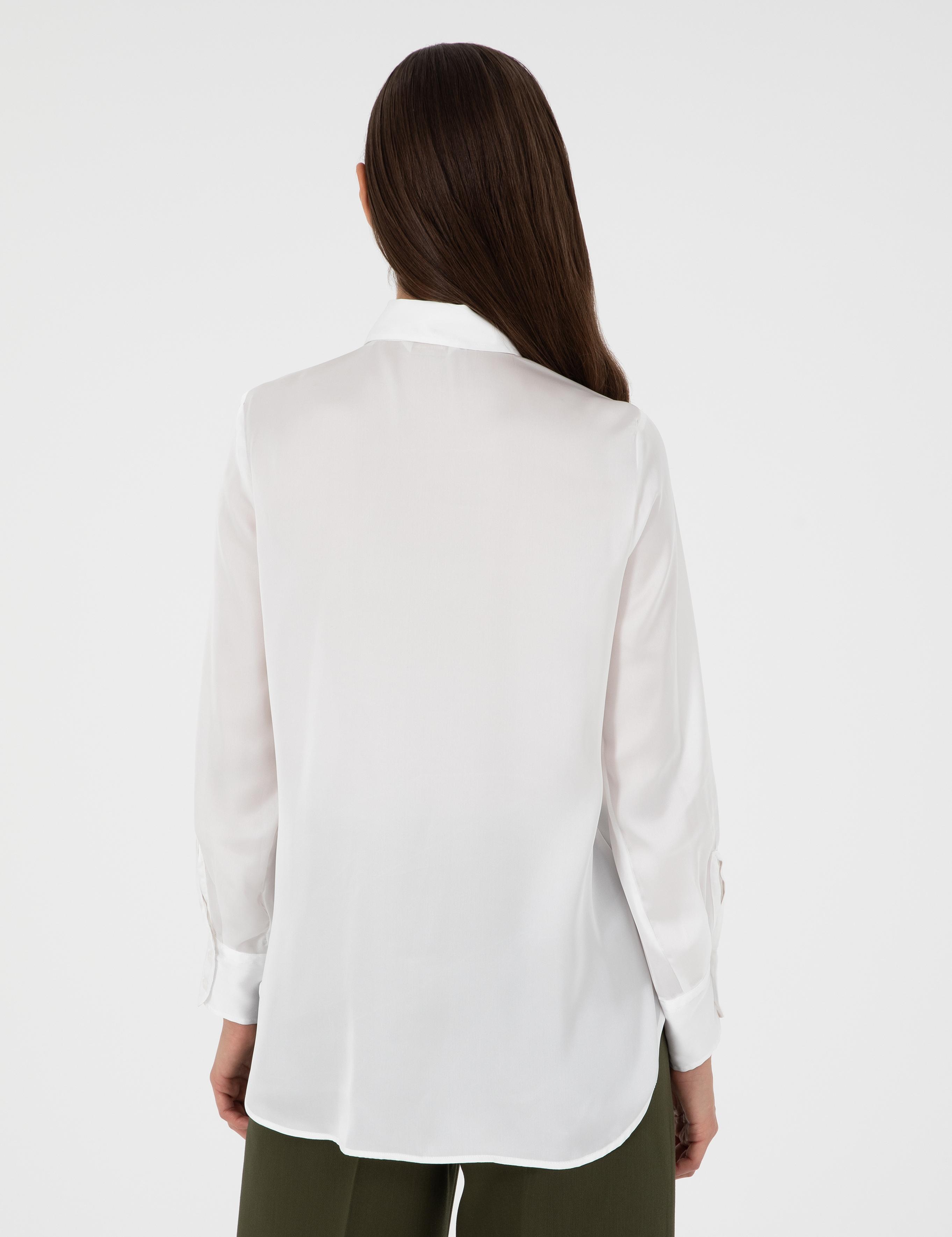 Ekru Comfort Fit Saten Gömlek