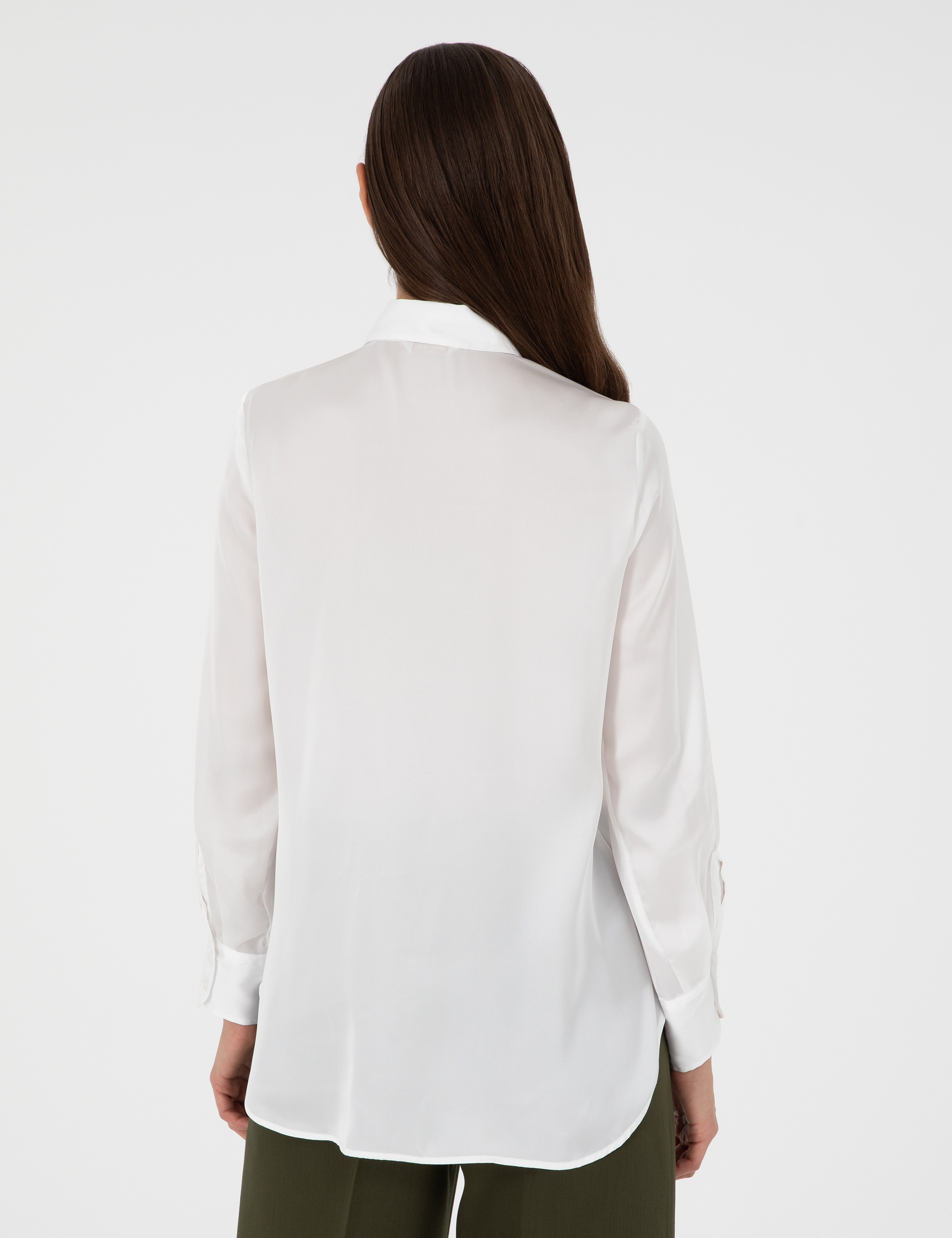 Ekru Comfort Fit Saten Gömlek