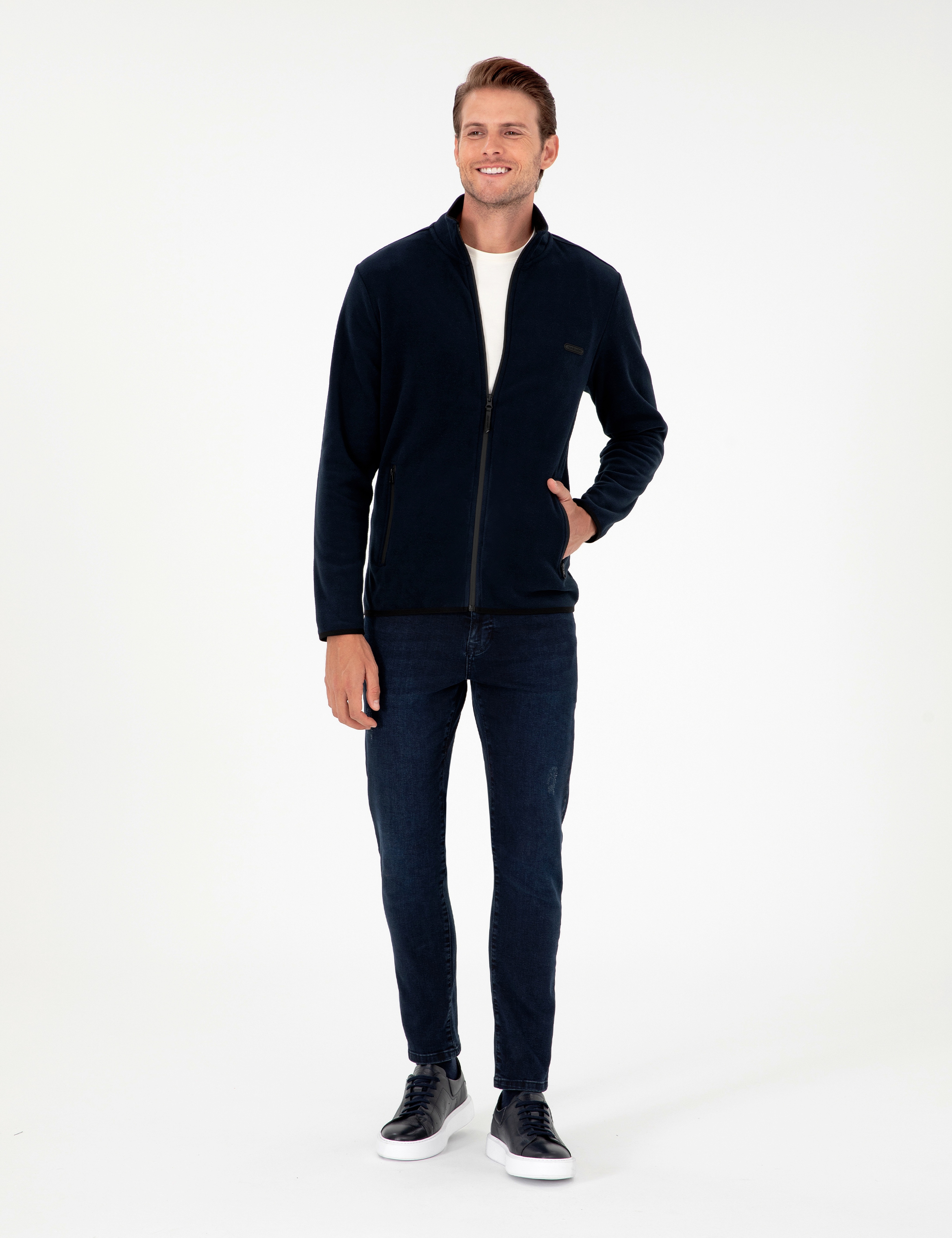 Lacivert Regular Fit Polar Hırka