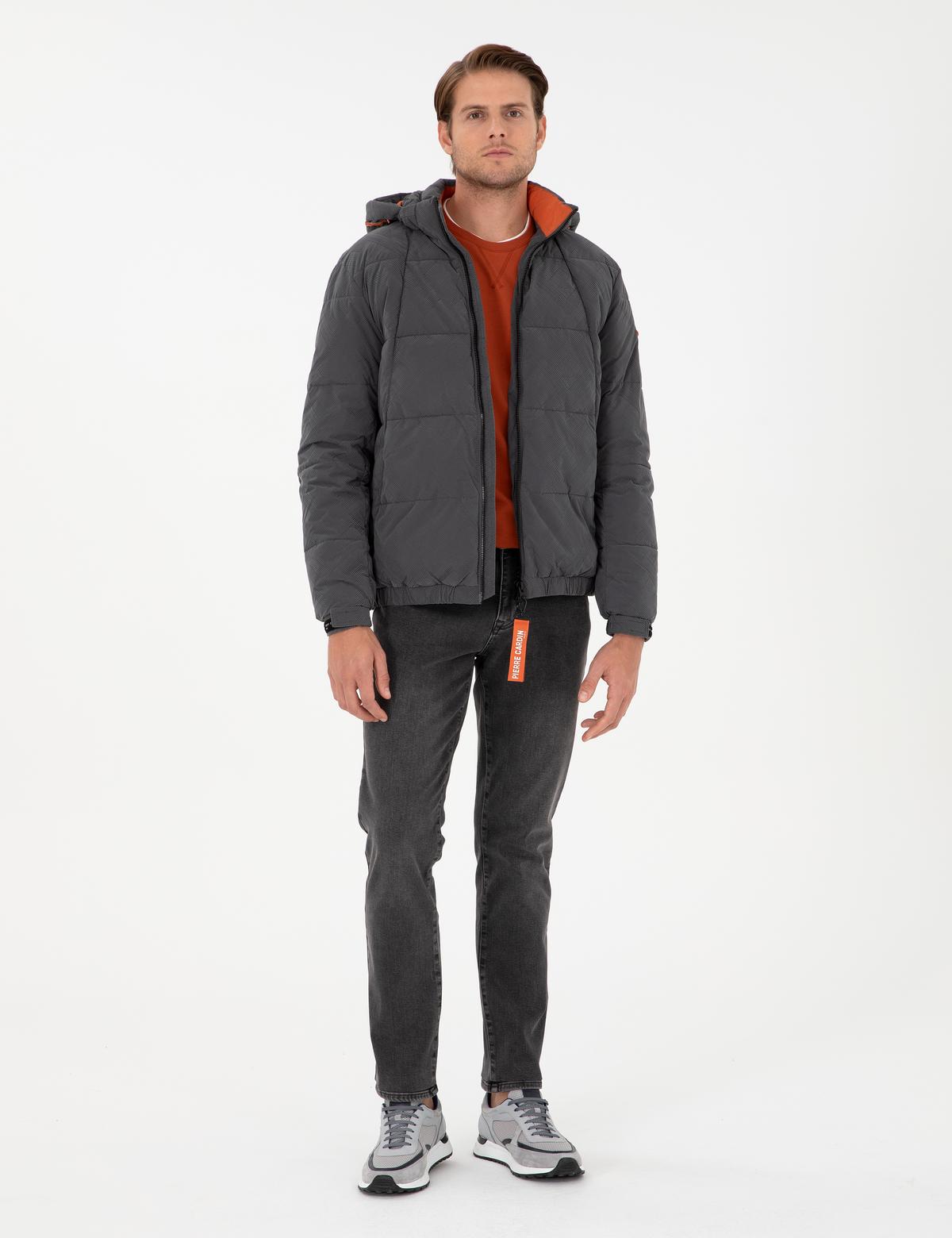 Antrasit Kapüşonlu Spor Mont - 50291793077