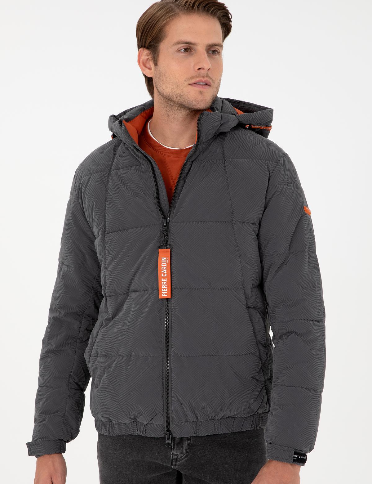 Antrasit Kapüşonlu Spor Mont - 50291793077