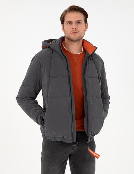 Antrasit Kapüşonlu Spor Mont - 50291793077