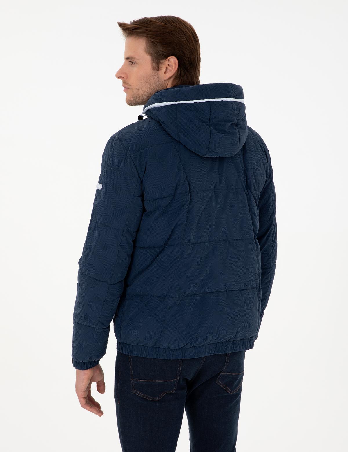 Lacivert Kapüşonlu Spor Mont - 50291793066