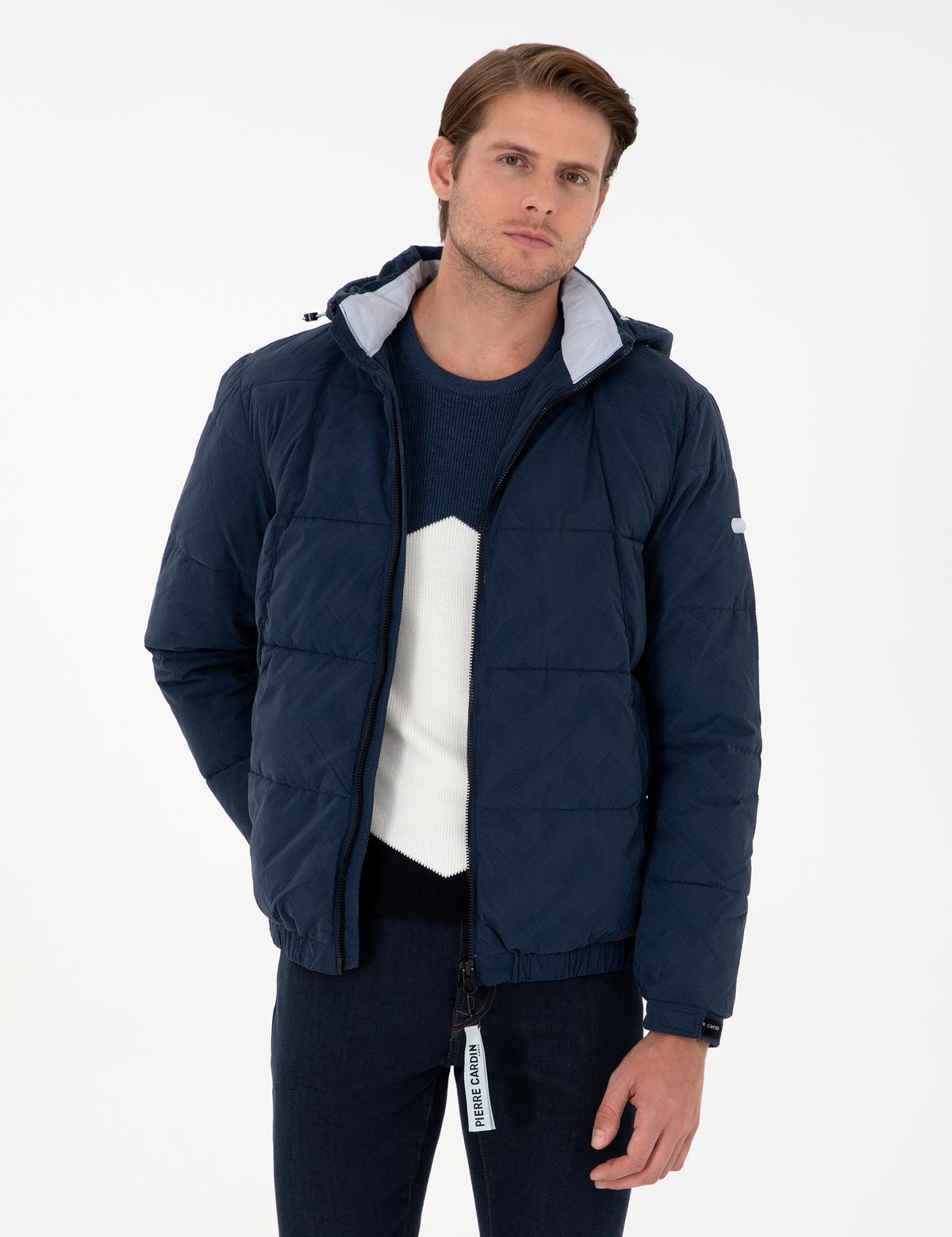 Lacivert Kapüşonlu Spor Mont - 50291793066