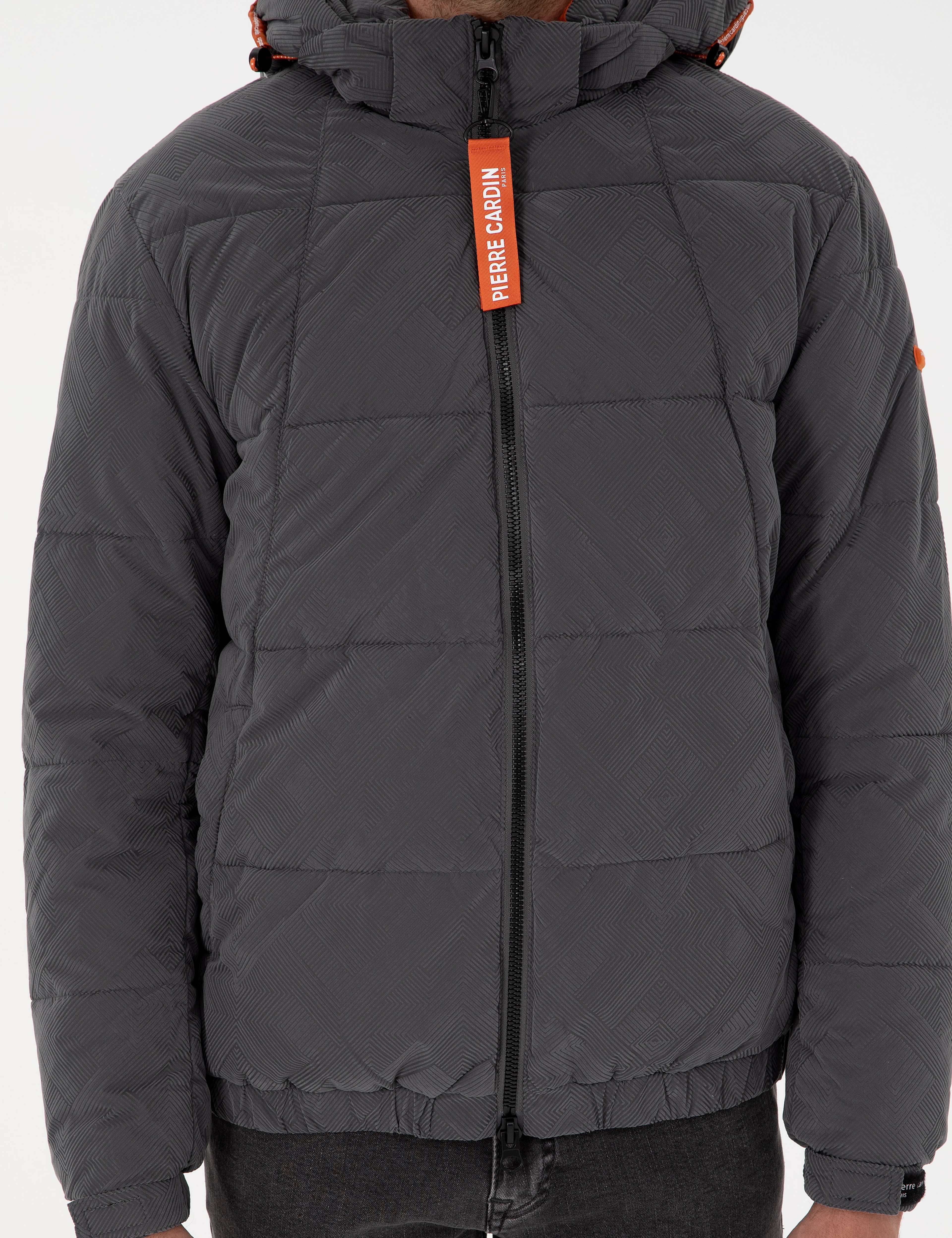 Antrasit Kapüşonlu Spor Mont - Image 7
