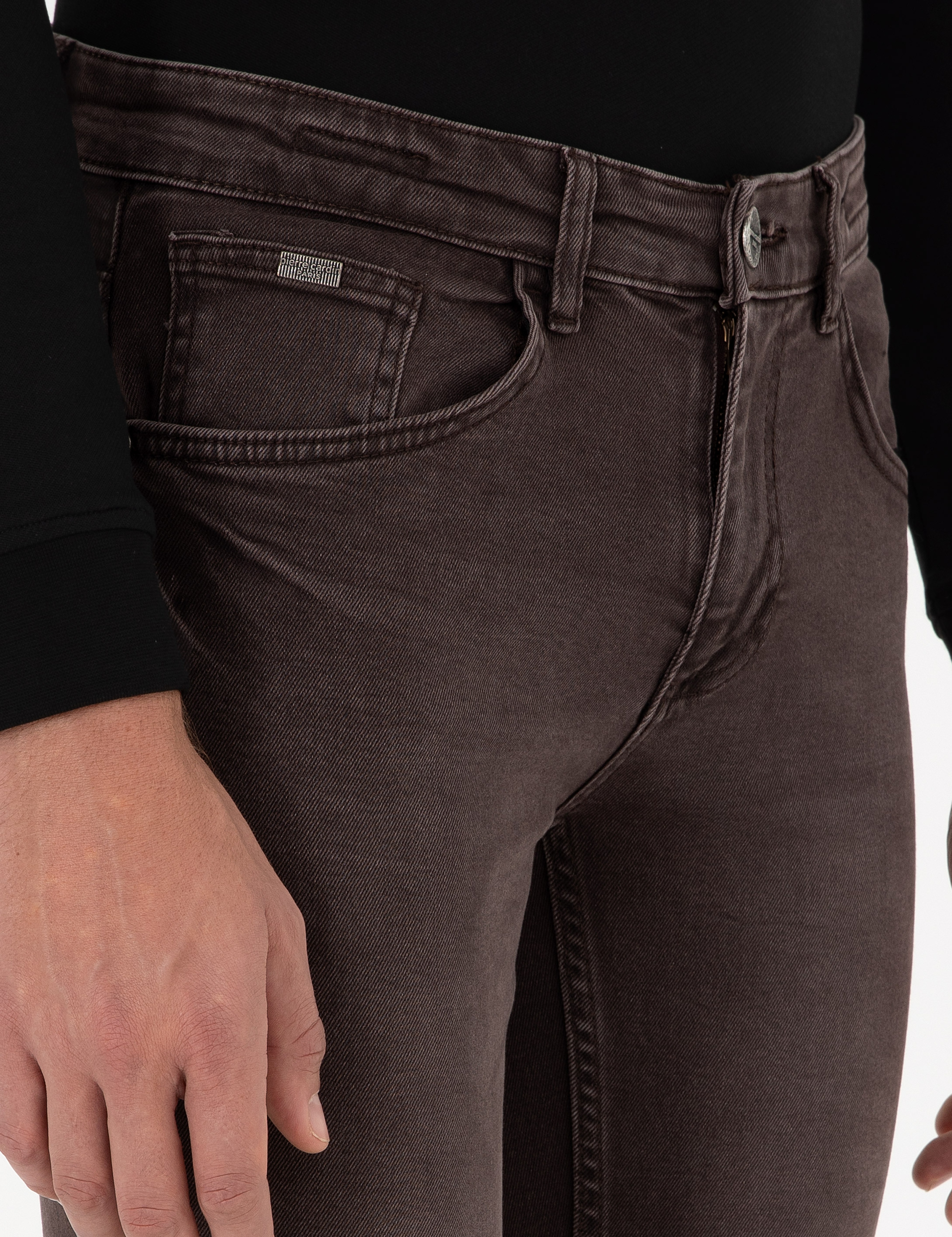 Kahverengi Slim Fit Jean Pantolon - Image 5