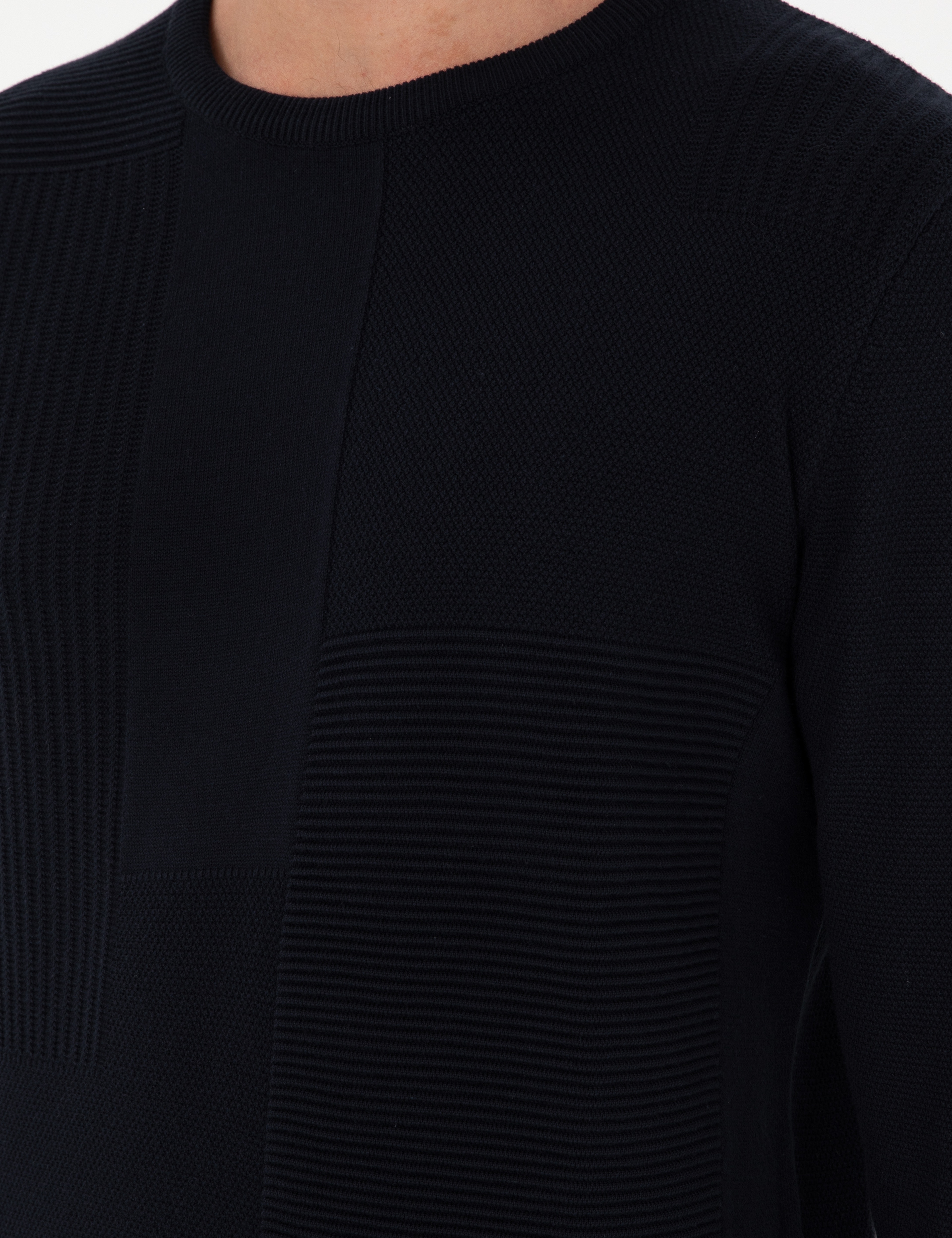 Lacivert Slim Fit Bisiklet Yaka Yün Karışımlı Triko Kazak - Image 7