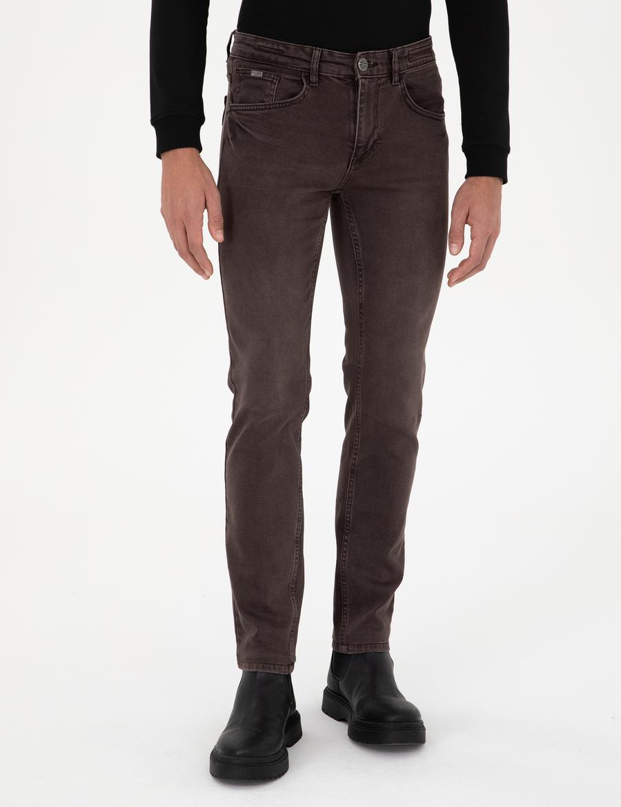 Kahverengi Slim Fit Jean Pantolon