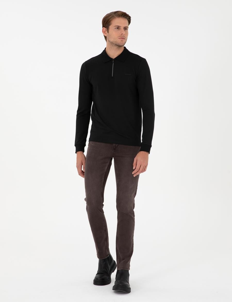 Kahverengi Slim Fit Jean Pantolon