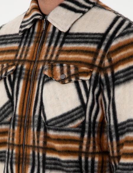 Kahverengi Klasik Yaka Çift Cepli Örme Gömlek Ceket - 50298601010