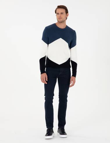 İndigo Slim Fit Bisiklet Yaka Triko Kazak