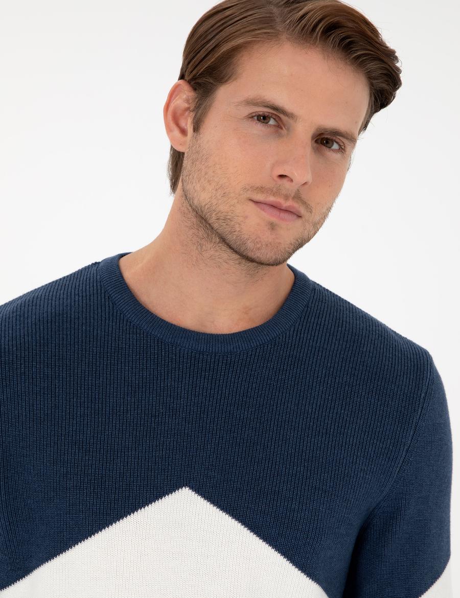 İndigo Slim Fit Bisiklet Yaka Triko Kazak