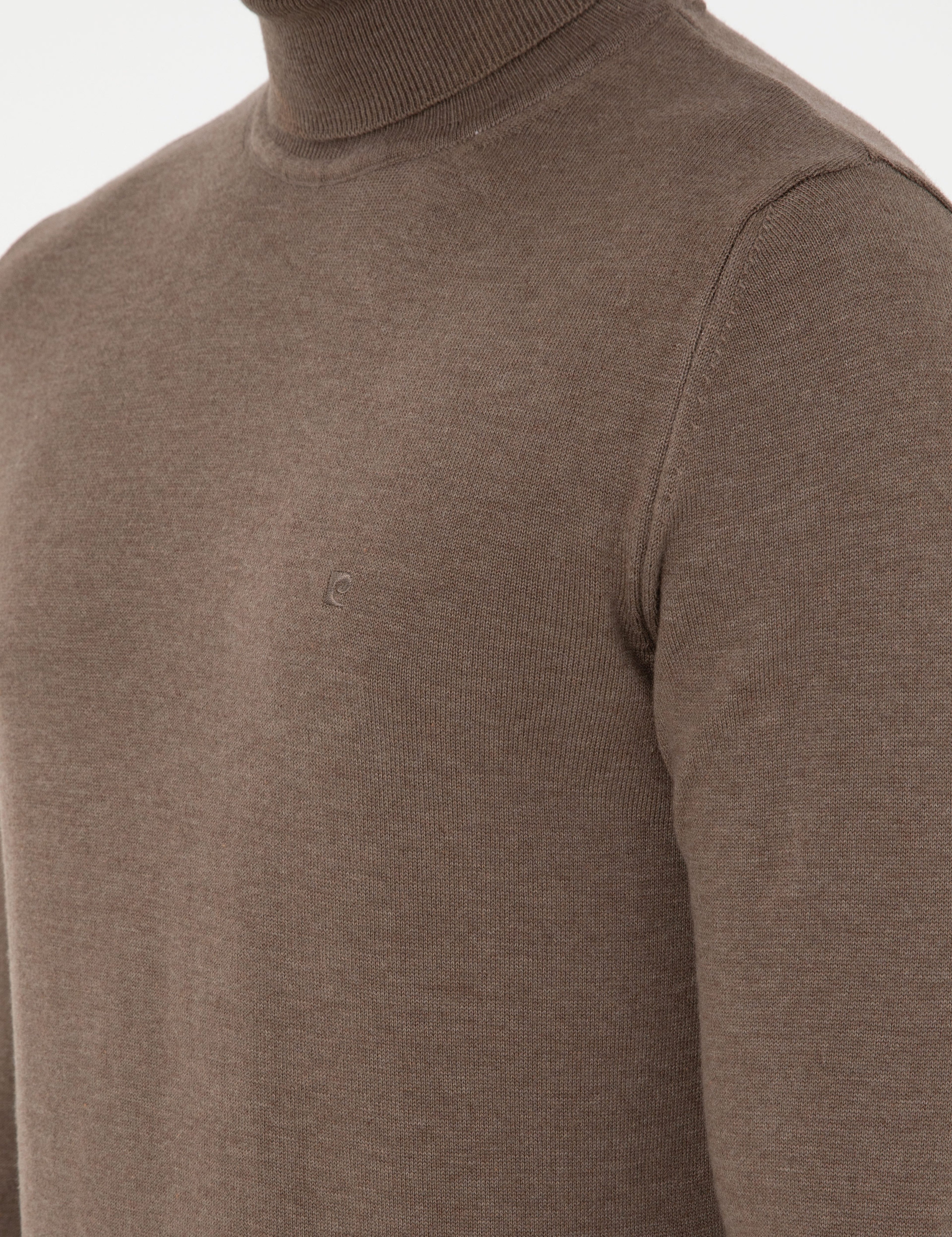 Vizon Melanj Slim Fit Balıkçı Yaka Basic Triko Kazak