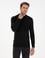 Siyah Slim Fit Çeyrek Yaka Yün Karışımlı Triko Kazak