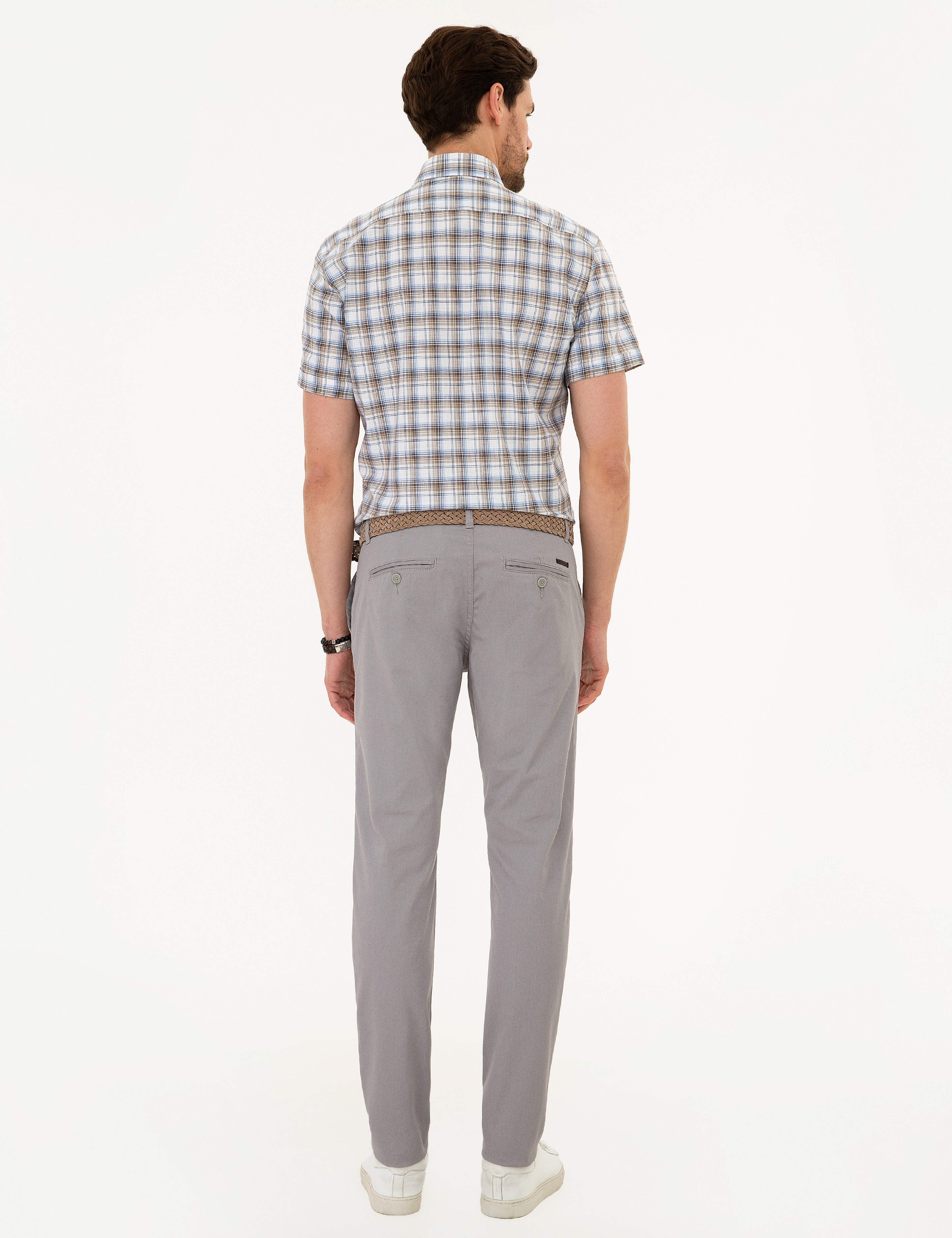 Gri Slim Fit Chino Pantolon - Image 3