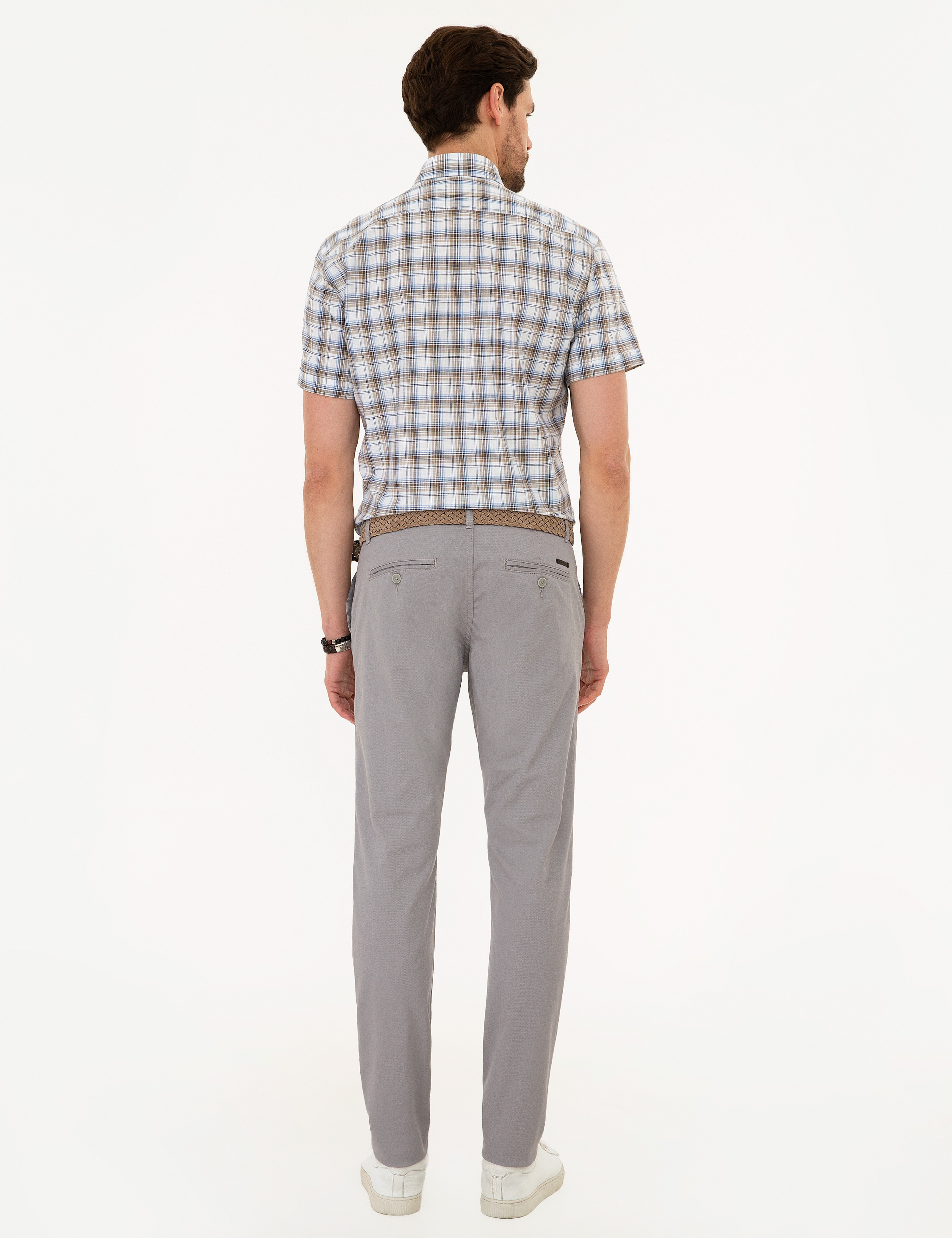 Gri Slim Fit Chino Pantolon