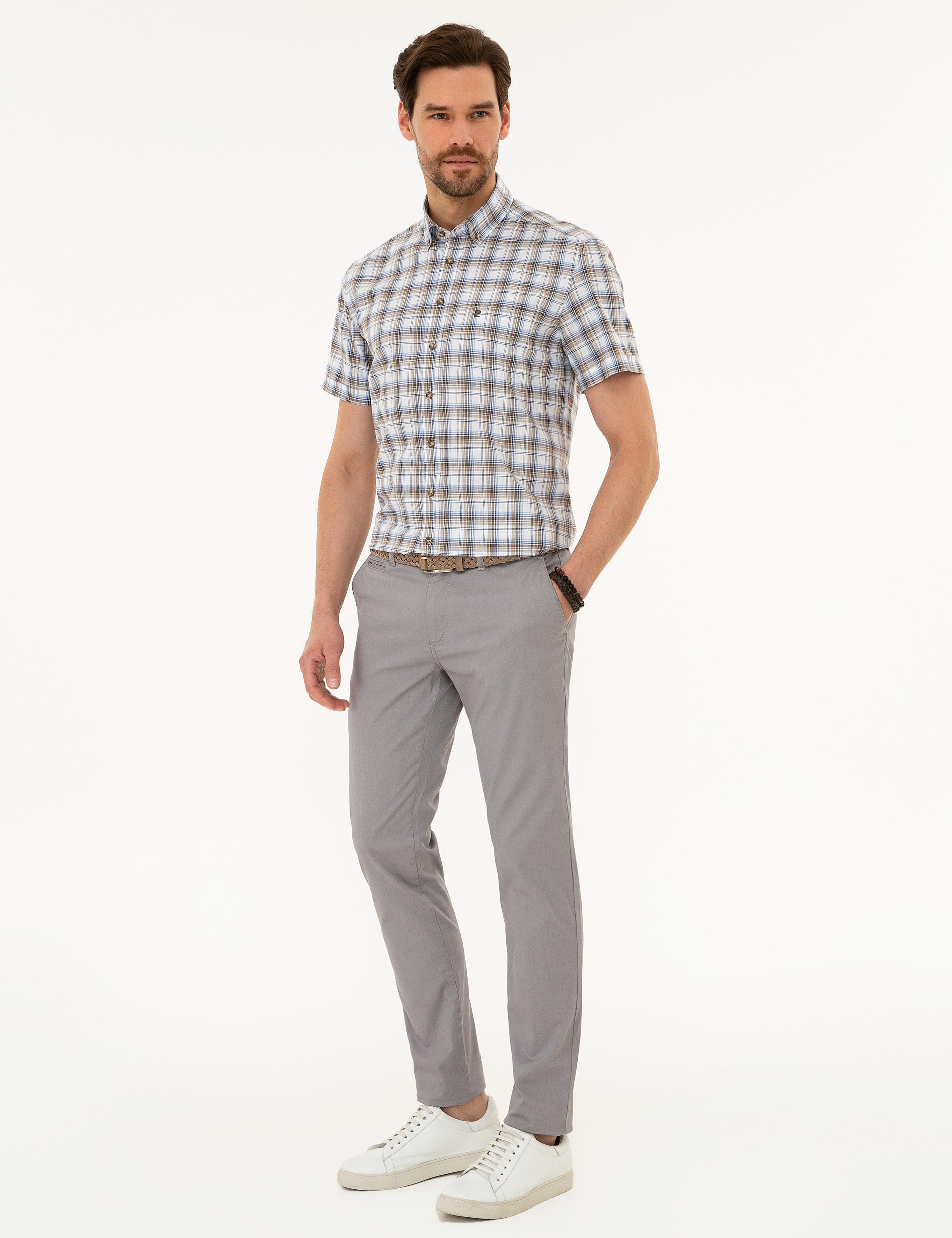Gri Slim Fit Chino Pantolon