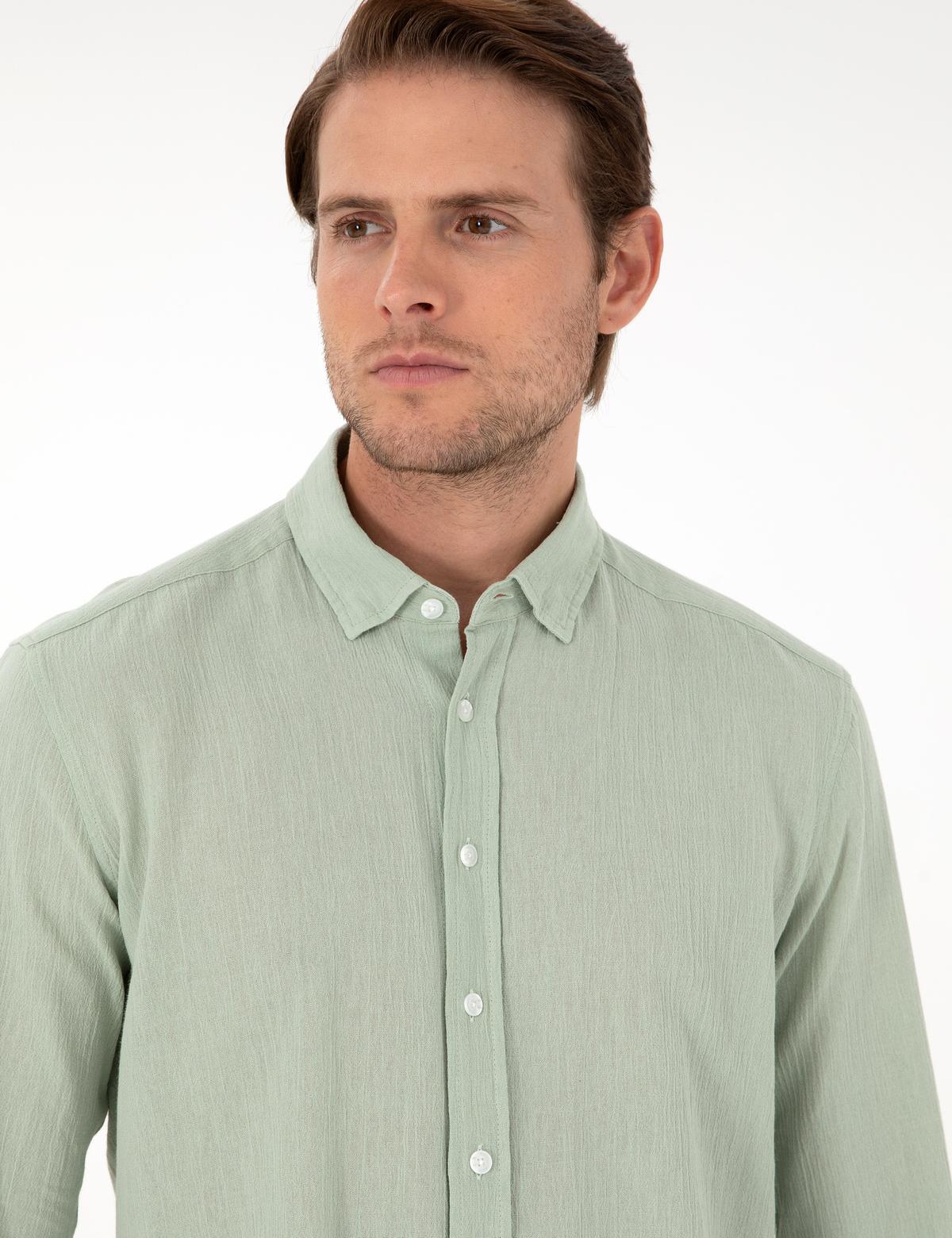 Yeşil Regular Fit Uzun Kollu Gömlek - 50286086013