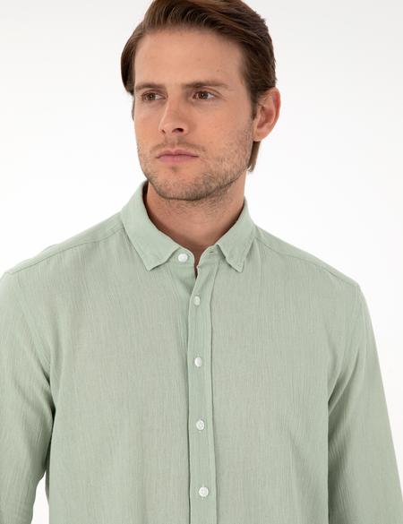 Yeşil Regular Fit Uzun Kollu Gömlek - 50286086013