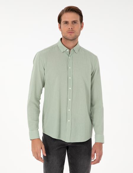 Yeşil Regular Fit Uzun Kollu Gömlek - 50286086013