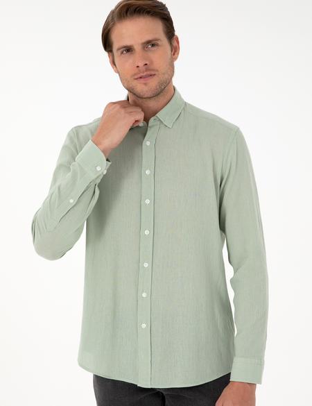 Yeşil Regular Fit Uzun Kollu Gömlek - 50286086013