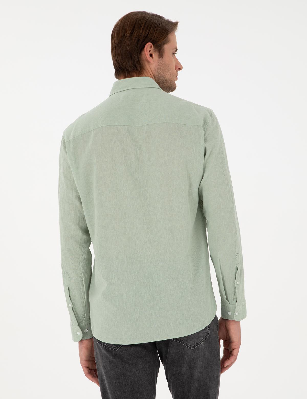 Yeşil Regular Fit Uzun Kollu Gömlek - 50286086013