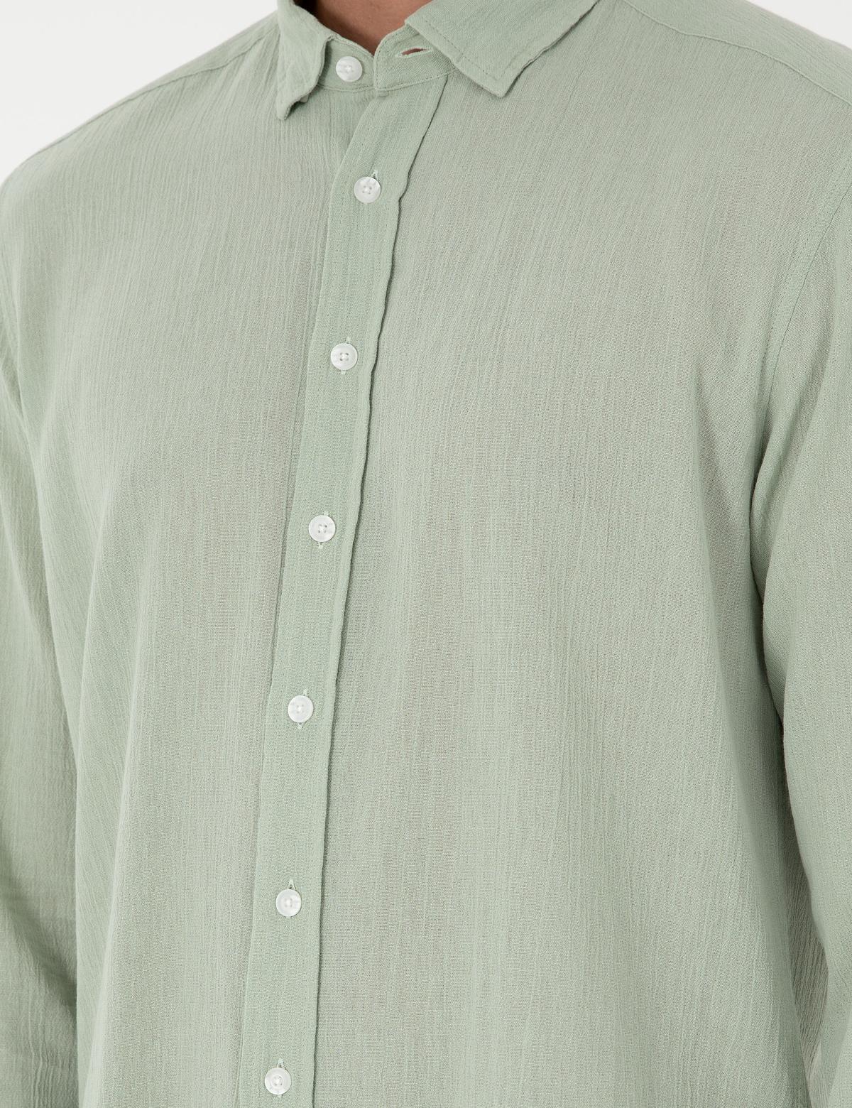 Yeşil Regular Fit Uzun Kollu Gömlek - 50286086013