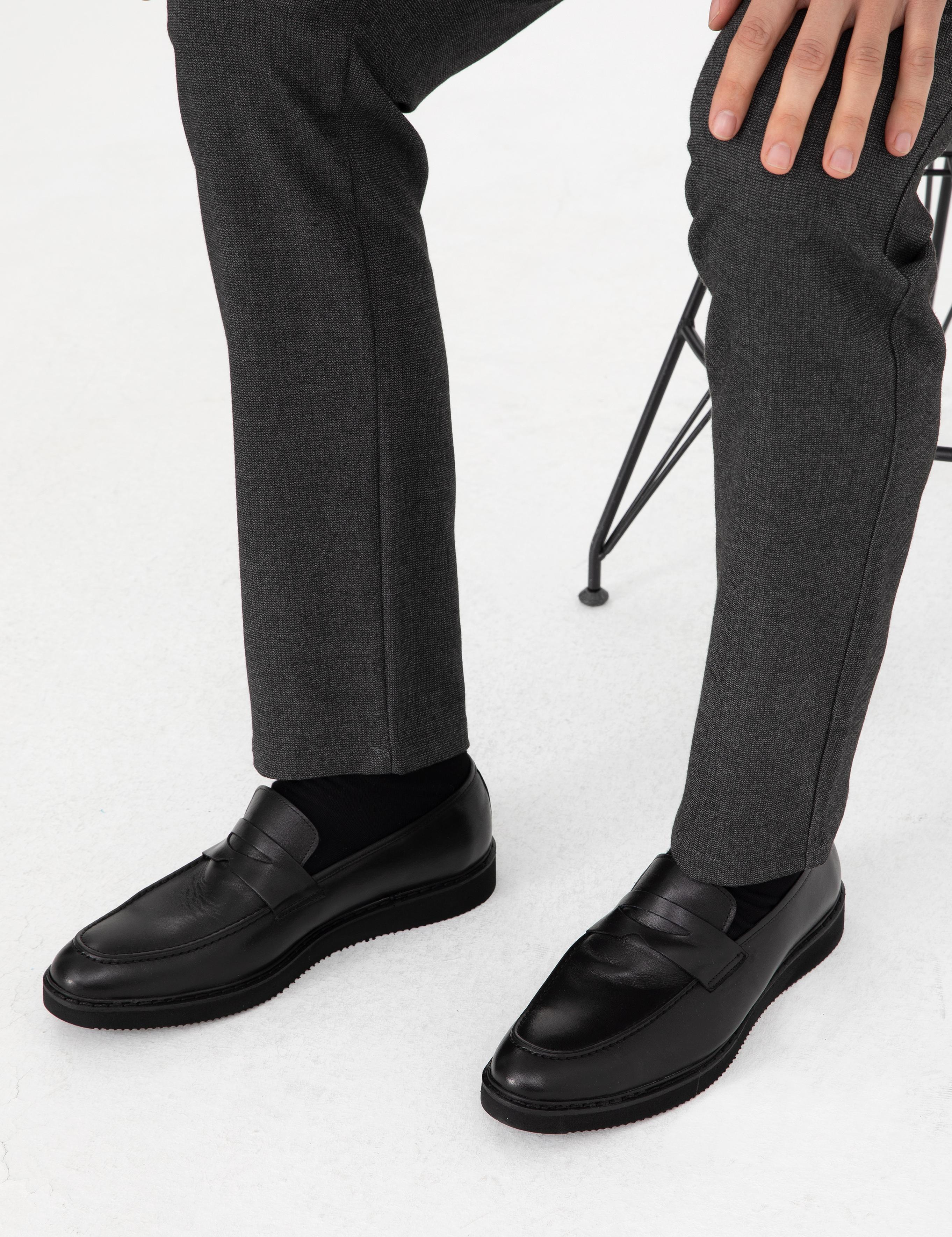 Siyah %100 Deri Casual Ayakkabı