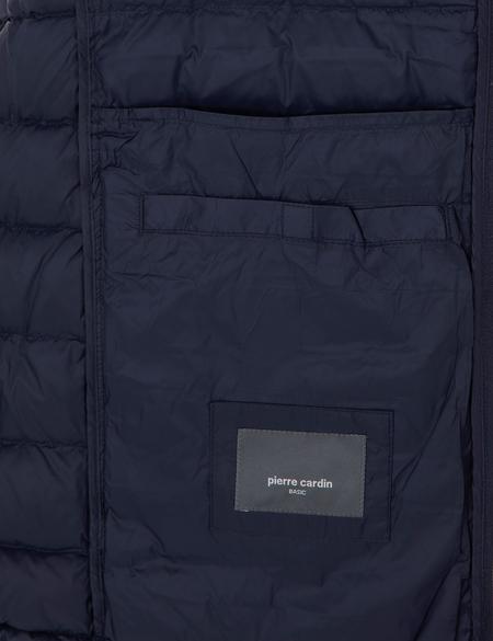 Lacivert Kapüşonlu Cropped Slim Mont - 50292790011