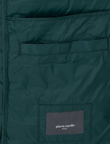 Yeşil Kapüşonlu Cropped Slim Mont