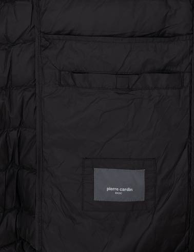 Siyah Kapüşonlu Cropped Slim Mont