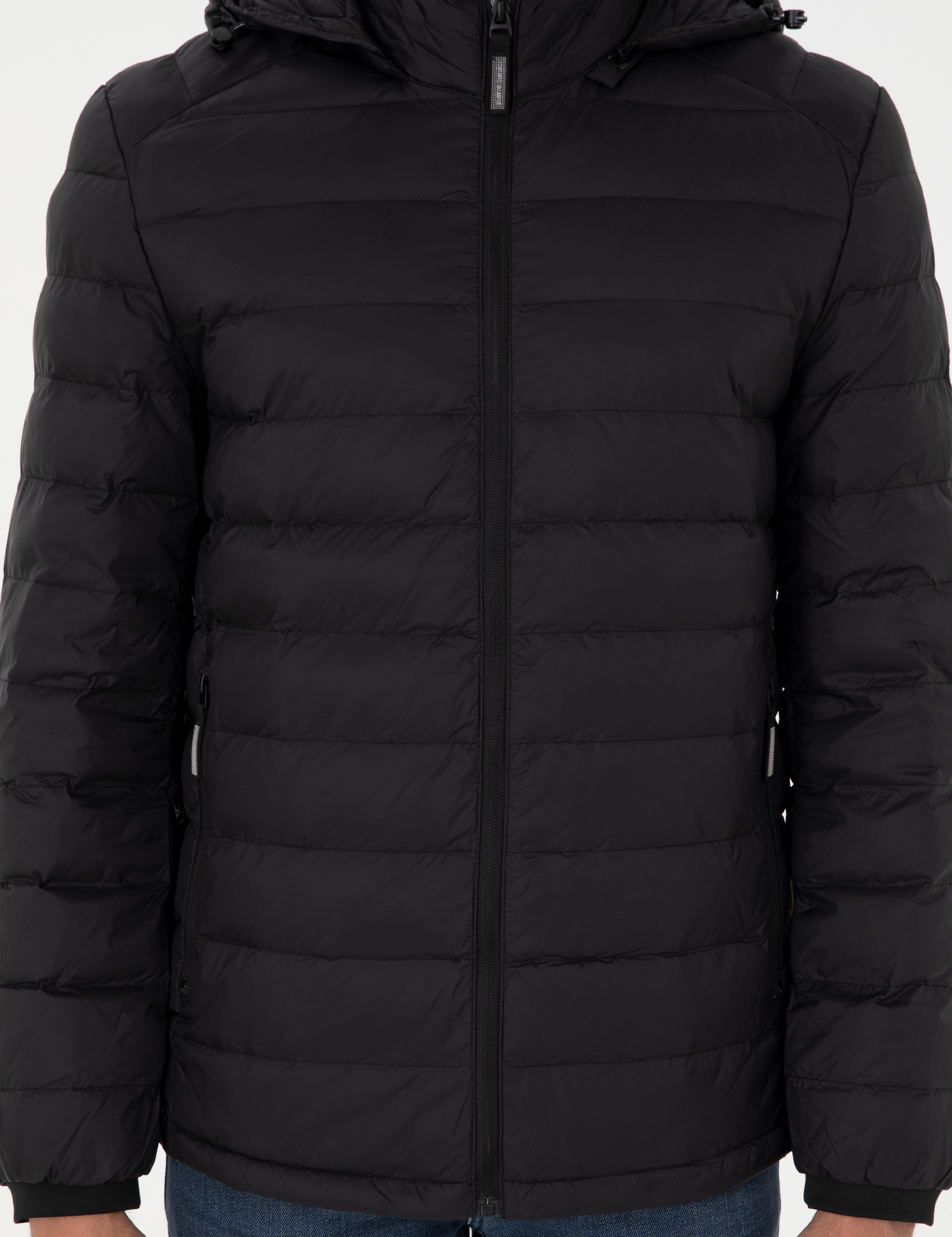 Siyah Kapüşonlu Cropped Slim Mont - Image 7