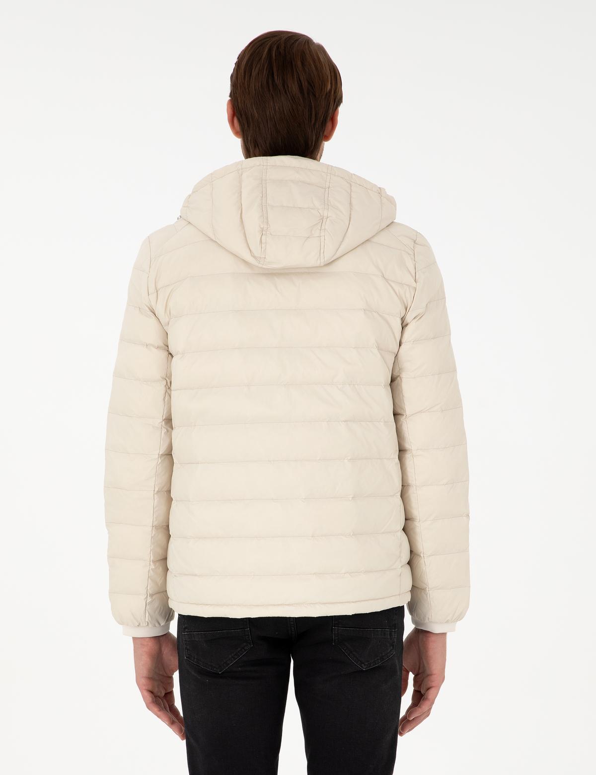 Taş Kapüşonlu Cropped Slim Mont - 50292790033