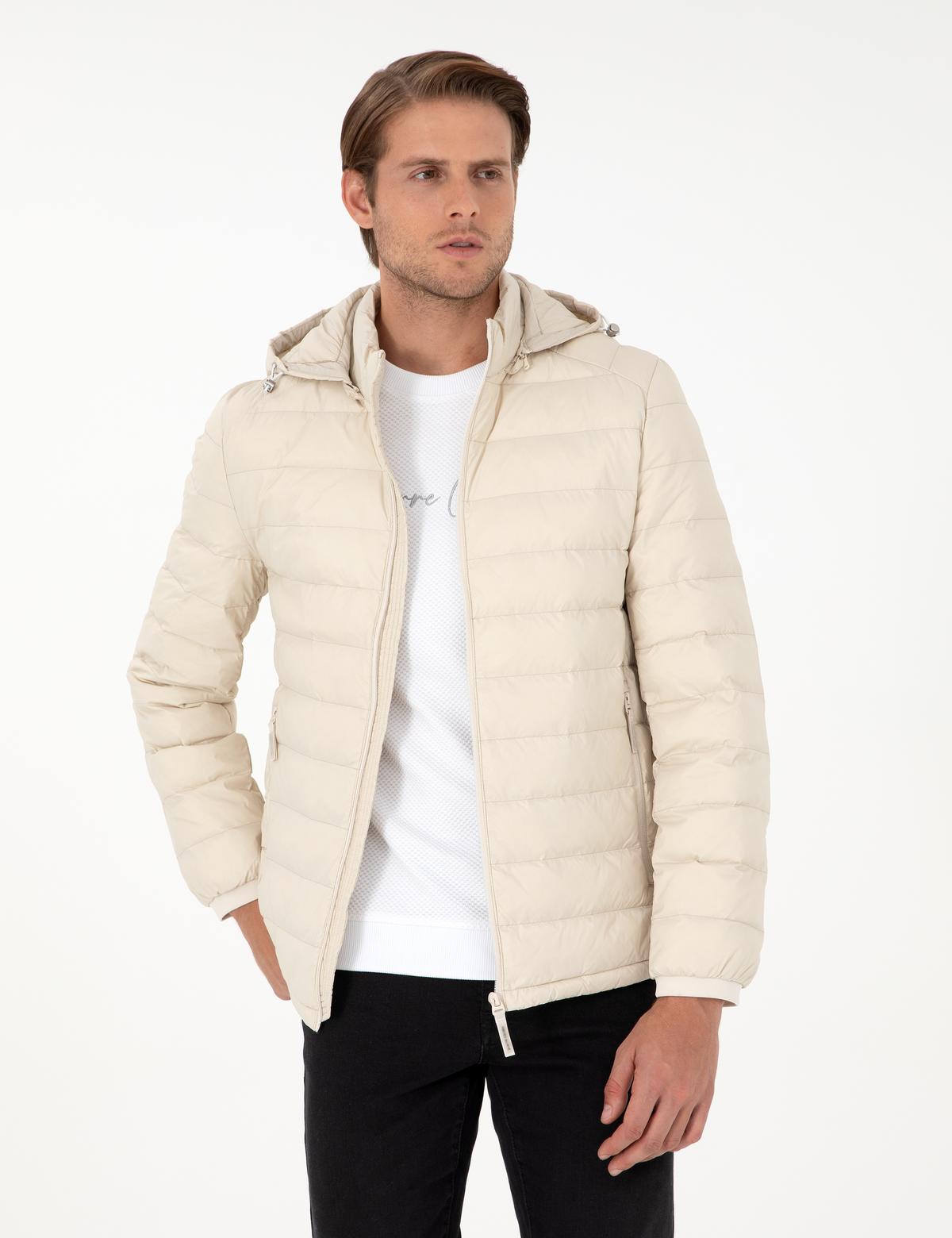 Taş Kapüşonlu Cropped Slim Mont