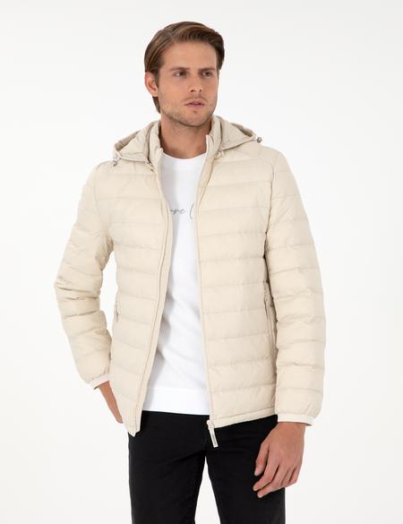 Taş Kapüşonlu Cropped Slim Mont - 50292790033