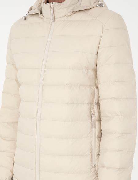 Taş Kapüşonlu Cropped Slim Mont - 50292790033