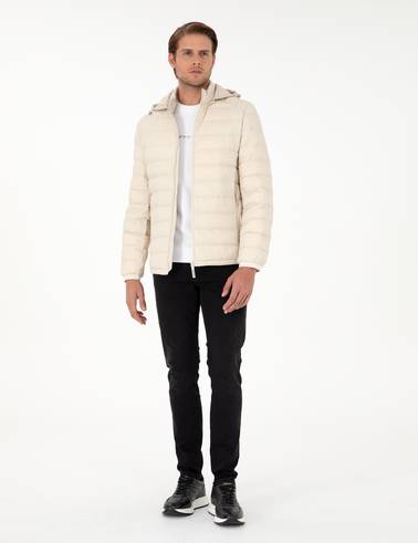 Taş Kapüşonlu Cropped Slim Mont