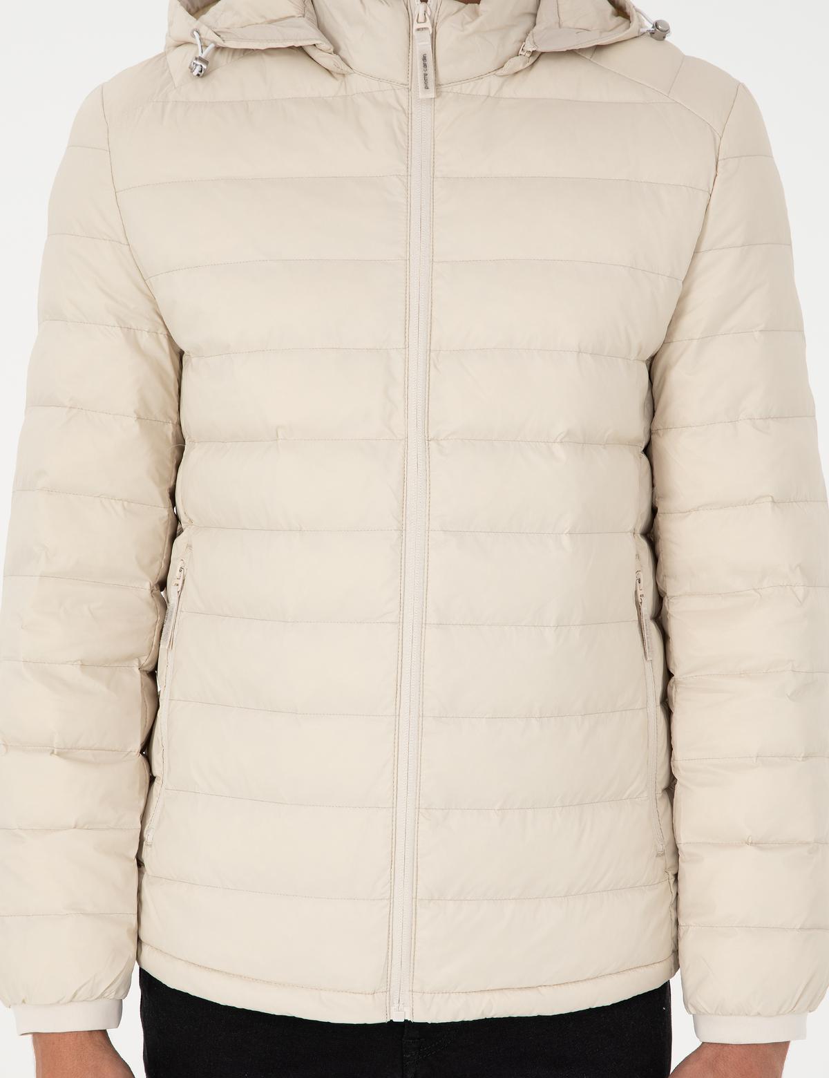 Taş Kapüşonlu Cropped Slim Mont - 50292790033