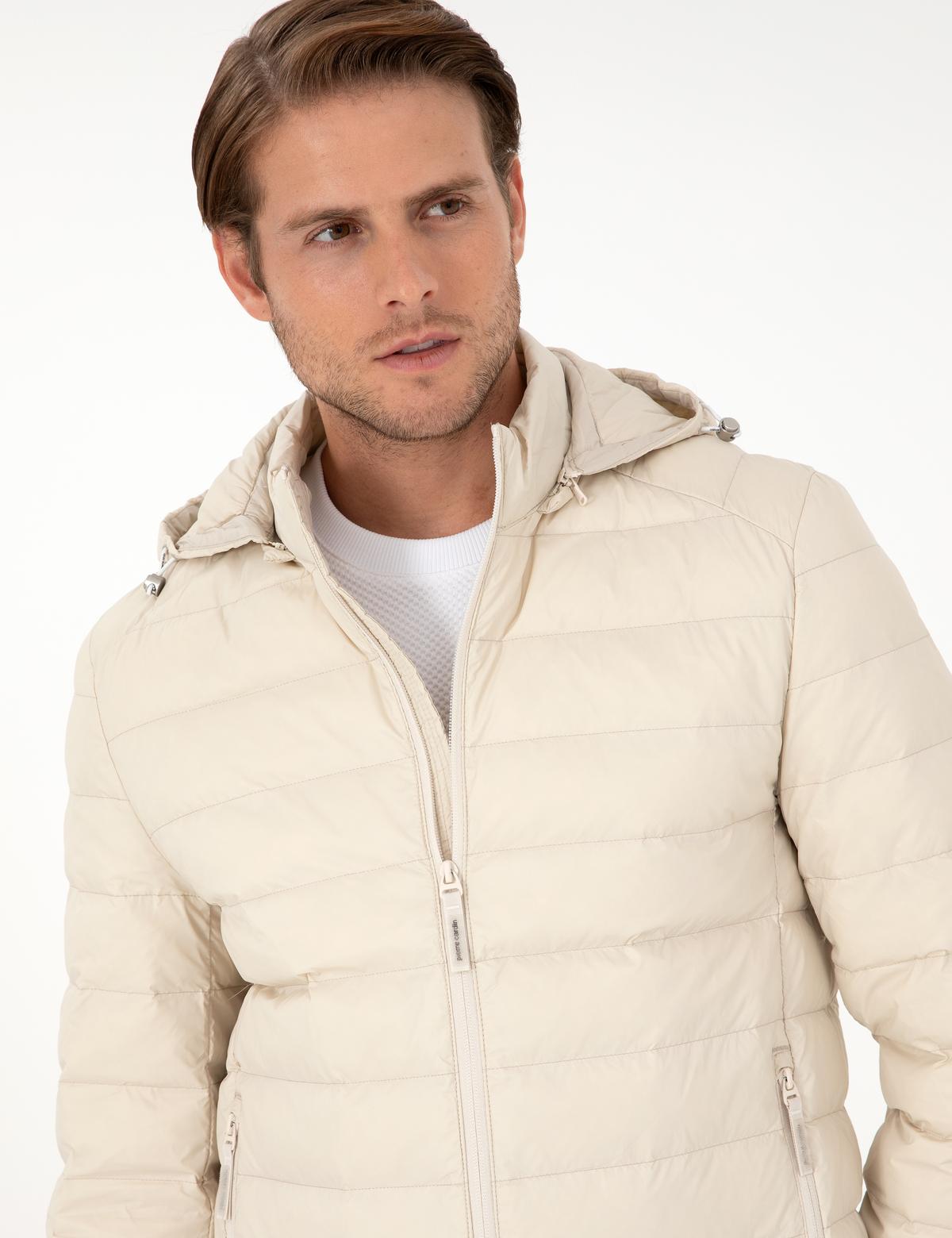 Taş Kapüşonlu Cropped Slim Mont - 50292790033