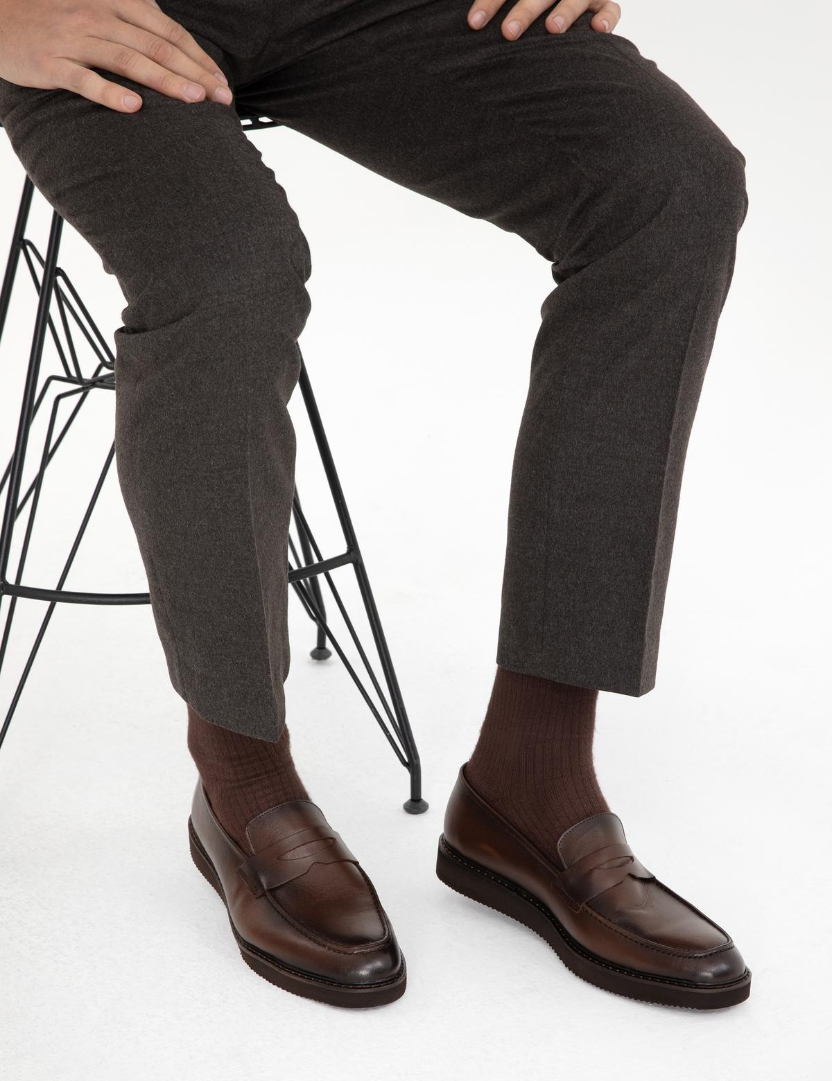 Kahverengi %100 Deri Casual Ayakkabı - 50298494013