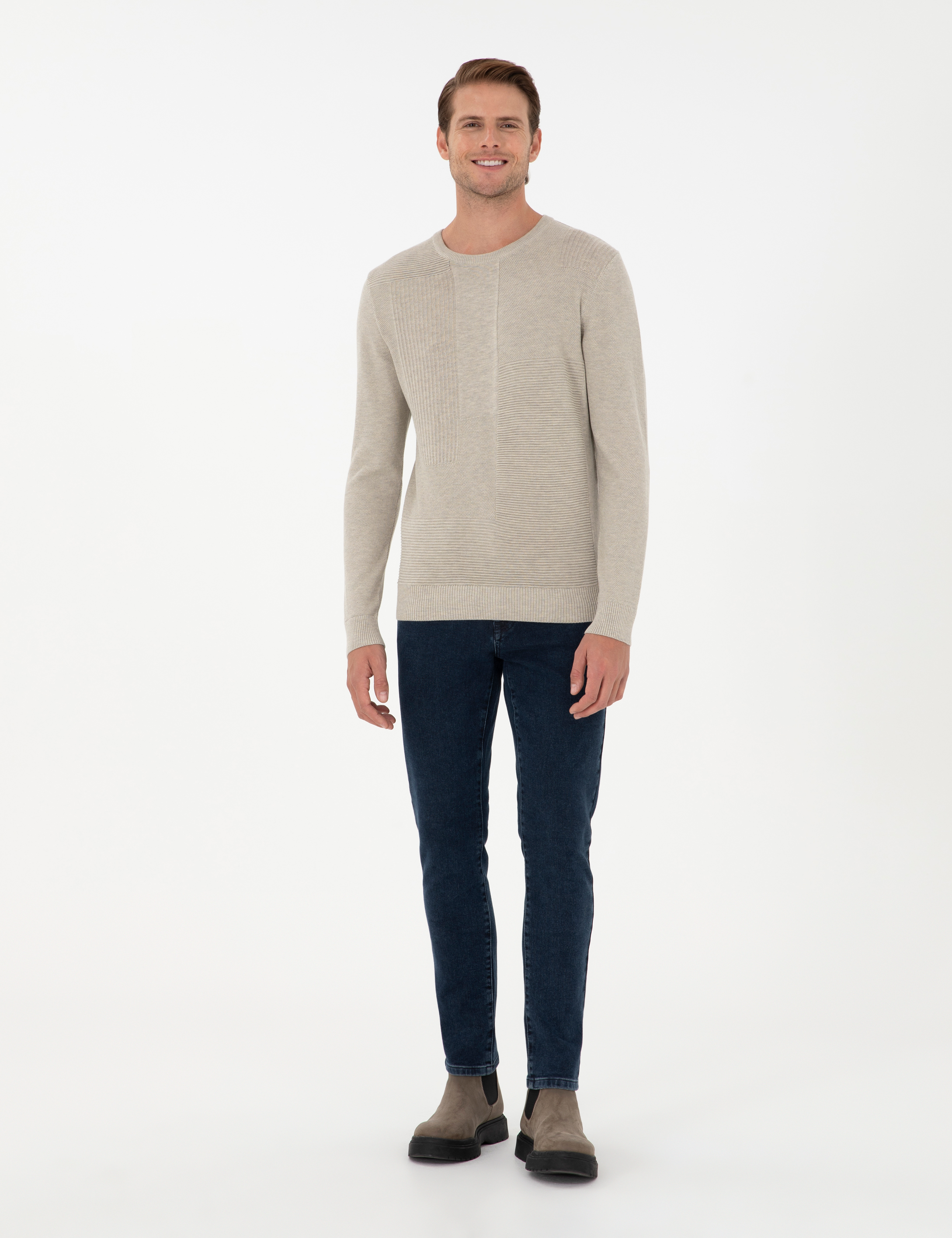 Kum Melanj Slim Fit Bisiklet Yaka Yün Karışımlı Triko Kazak - Image 4