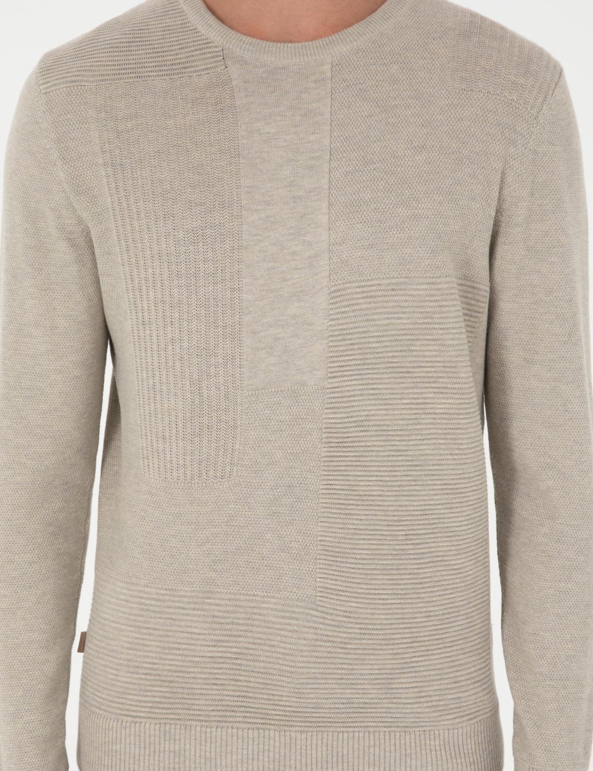 Kum Melanj Slim Fit Bisiklet Yaka Yün Karışımlı Triko Kazak - 50296457018