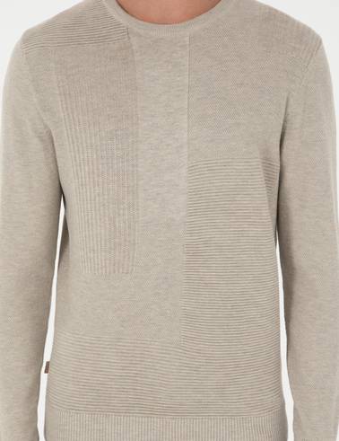Kum Melanj Slim Fit Bisiklet Yaka Yün Karışımlı Triko Kazak