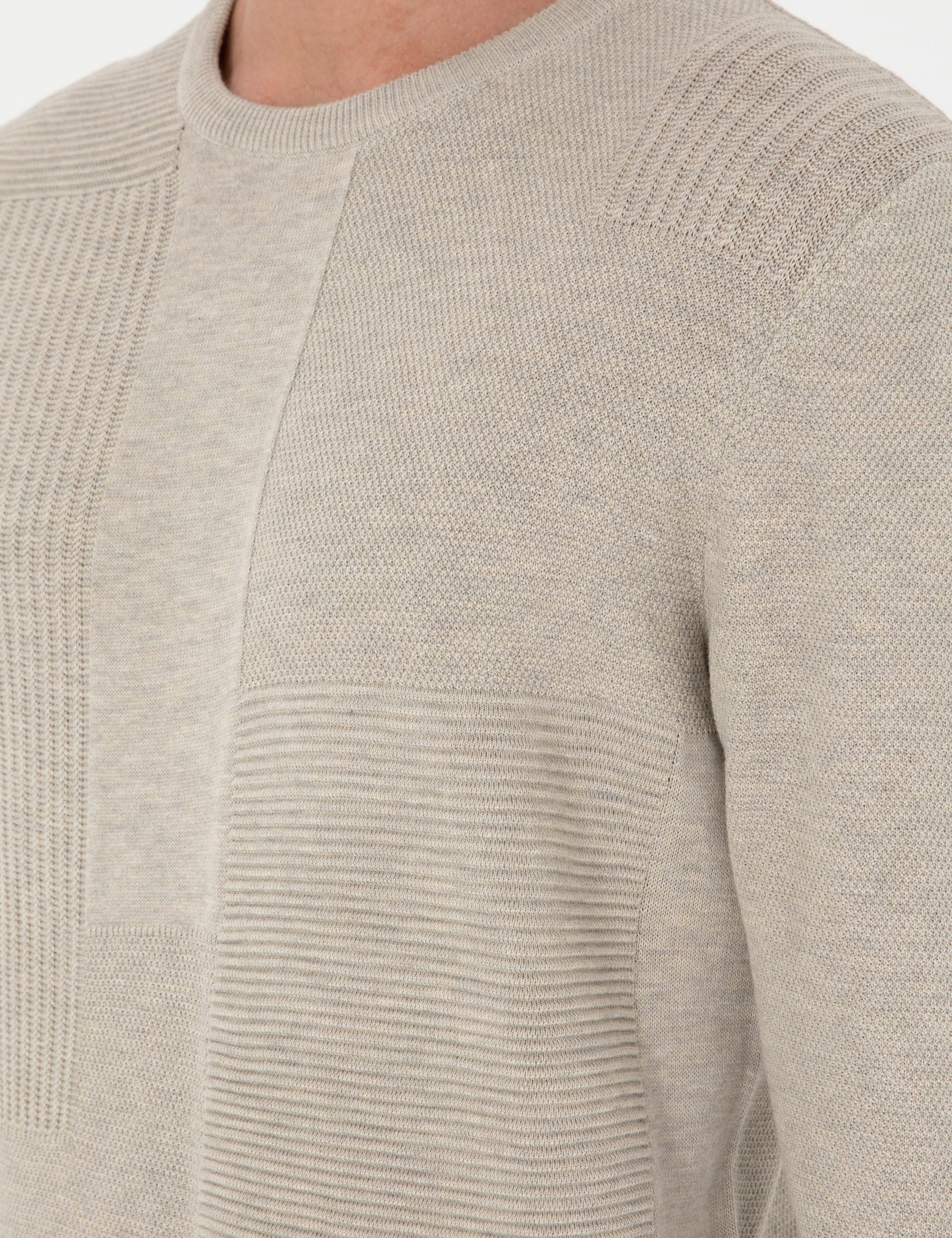 Kum Melanj Slim Fit Bisiklet Yaka Yün Karışımlı Triko Kazak